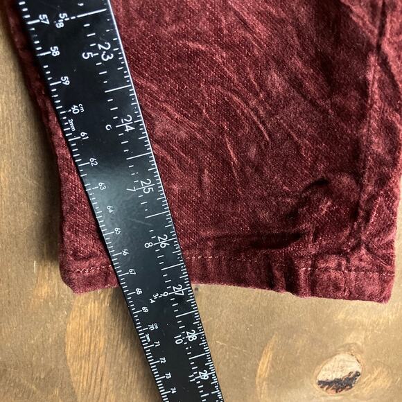 LOFT Womens Pants Maroon Velvet High Rise Slim Straight Stretch 6/28 - Picture 9 of 12
